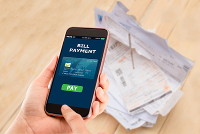 smartphone showing online bill pay option