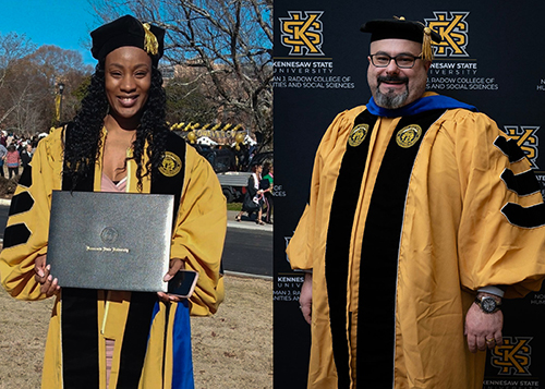 Ph.D. Graduates Nashay Lowe and Isaac Andakian 