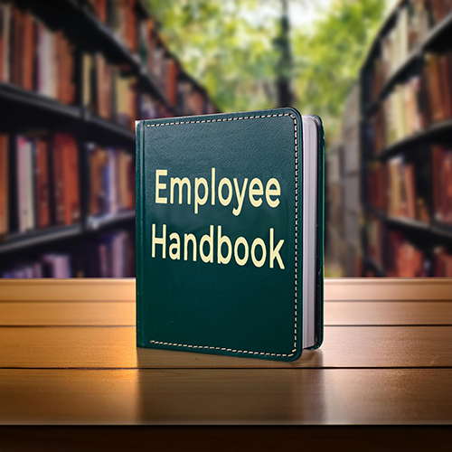 Employee handbook on table