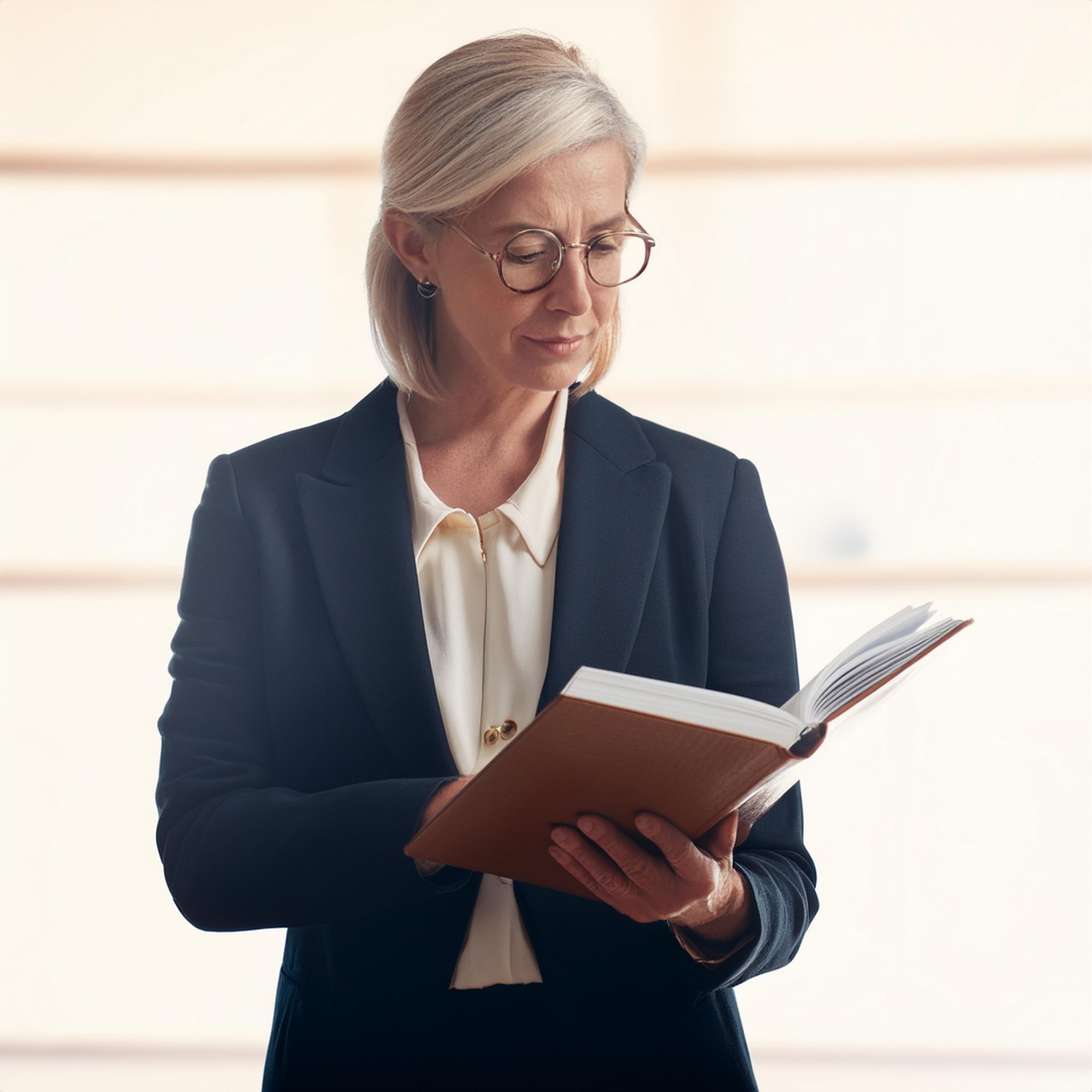 Employee reading handbook