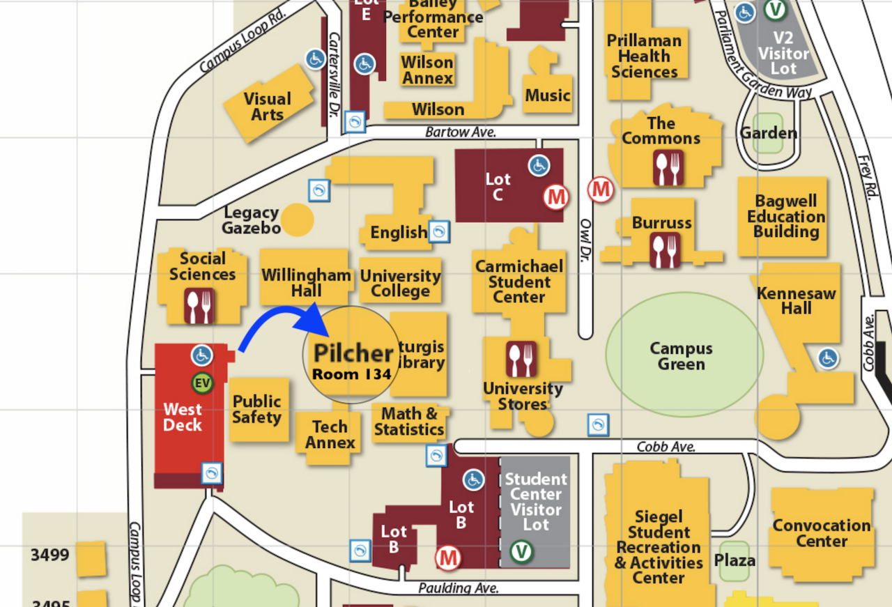 campus map to find the Pilcher building