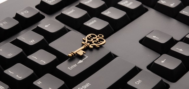 ornate key on a keyboard